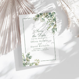 Reserva La Fecha Elegante Verde Eucalipto Botánico Boda