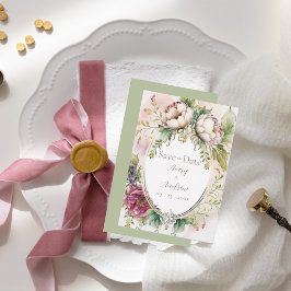 Reserva La Fecha Elegante Verde Salvia Romántico Rústico Guardar la