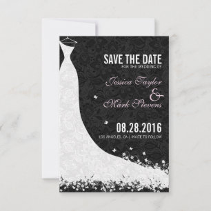 Reserva La Fecha Elegante Vestido Boda De Lado Blanco Guarda La Fec