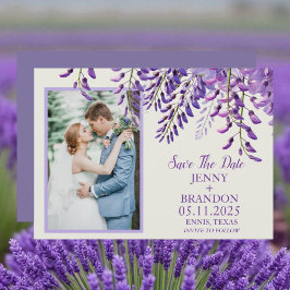 Reserva La Fecha Elegante Wisteria Lavender Foto Purple Floral