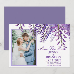 Reserva La Fecha Elegante Wisteria Lavender Foto Purple Floral