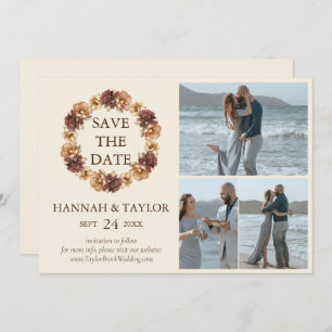 Reserva La Fecha Elegante Wreath floral otoño 3 Collage de fotos