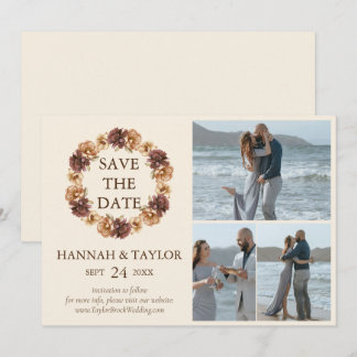 Reserva La Fecha Elegante Wreath floral otoño 3 Collage de fotos