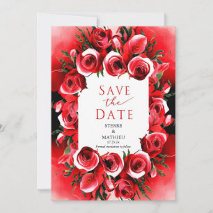 Reserva La Fecha Elegante y caprichoso Boda de Roses Rojos Crimson