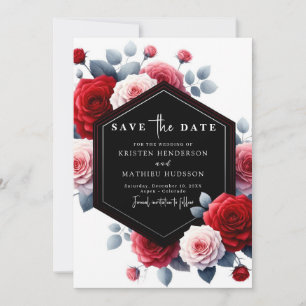 Reserva La Fecha Elegante y caprichoso Boda rojo Crimson