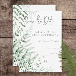Reserva La Fecha Elegante y Delicada Vegetación Helechos Boda