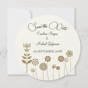 Reserva La Fecha Elegante y eterno minimalismo floral de oro suave