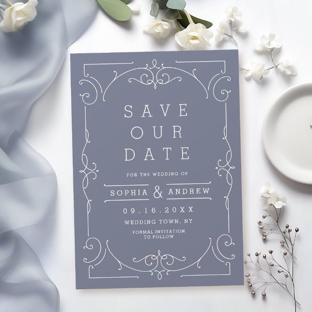 Reserva La Fecha Elegante y gris boda clásica moderna, salven la fe (Gray elegant modern classic wedding save the date)