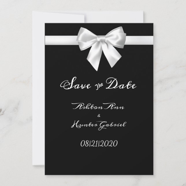 Reserva La Fecha Elegante y hermoso Boda Bonito blanco negro (Anverso)