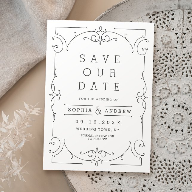 Reserva La Fecha Elegante y moderna boda clásica salva la fecha (Elegant modern classic wedding save the date)