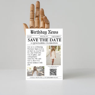 Reserva La Fecha Elegante y moderno código Qr del periódico Quincea