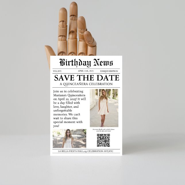 Reserva La Fecha Elegante y moderno código Qr del periódico Quincea (Subido por el creador)