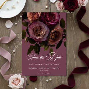 Reserva La Fecha Elegante y Sofisticada Boda Floral con Rust y Borg