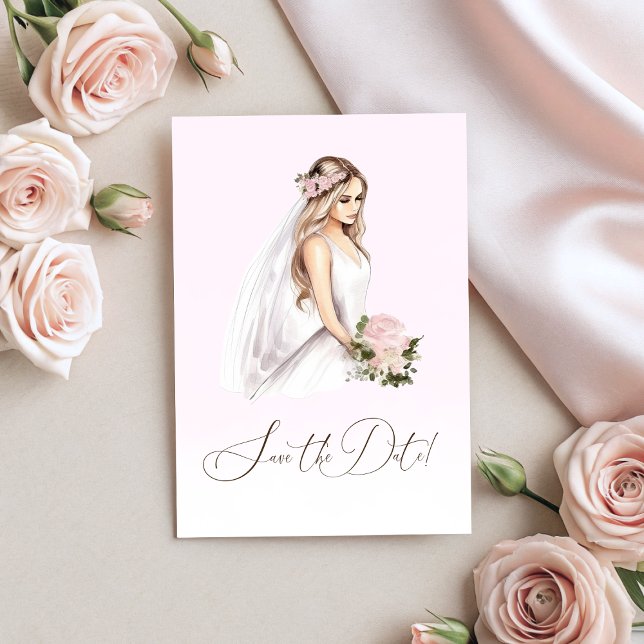 Reserva La Fecha Elegante y tierno baby shower rosa para futura nov (Elegant Tender Pink Bride-To-Be Bridal Shower Save The Date)