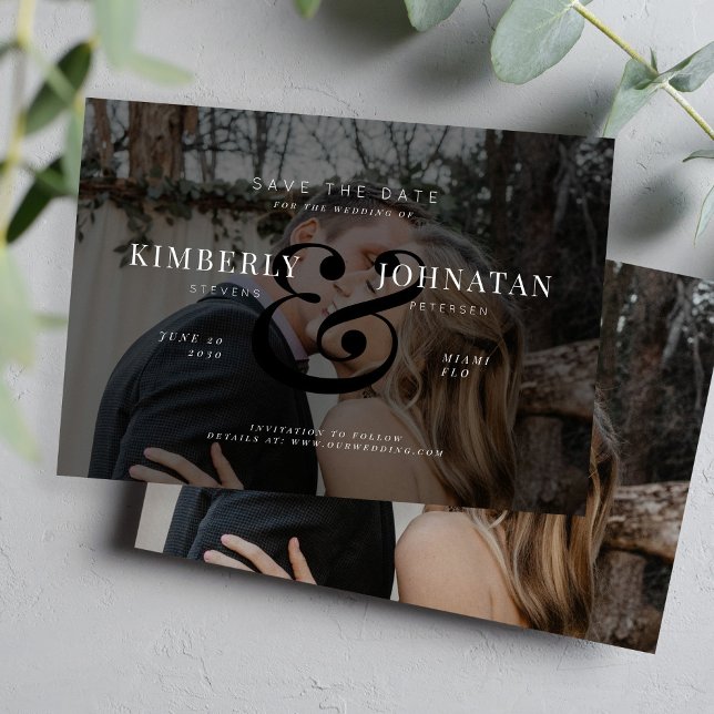Reserva La Fecha Elegantes 2 fotos personalizados sobre boda negro (Subido por el creador)