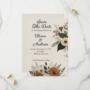 Reserva La Fecha Elegantes acentos florales y paleta de colores