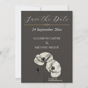 Reserva La Fecha Elegantes amapolas neutras boda minimalista clásic