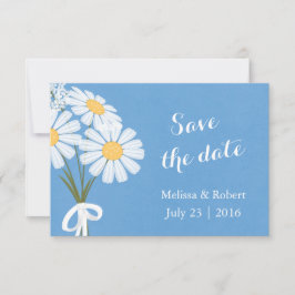 Reserva La Fecha Elegantes daisies blancos azules Salven al Boda de