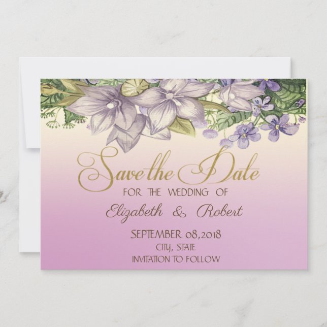 Reserva La Fecha Elegantes flores de acuarela chic para salvar la f (Anverso)
