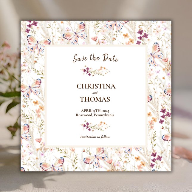 Reserva La Fecha Elegantes flores silvestres Boho Salven la fecha (Subido por el creador)