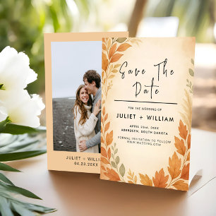 Reserva La Fecha Elegantes hojas y pampas boda otoño otoño otoño ot
