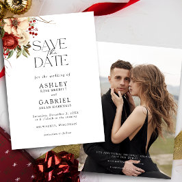 Reserva La Fecha Elegantes Navidades Red Damask Floral