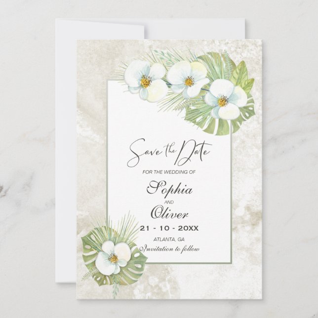 Reserva La Fecha Elegantes orquídeas Bodas Florales Salven la Fecha (Anverso)