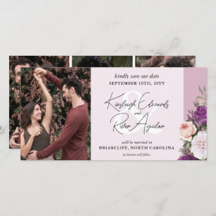 Reserva La Fecha Elegantes Rosas florales y Boda Dusty Mauve