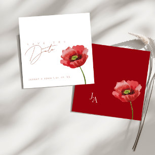 Reserva La Fecha Elegantísima Amapola Roja Floral Boda Salva La Fec