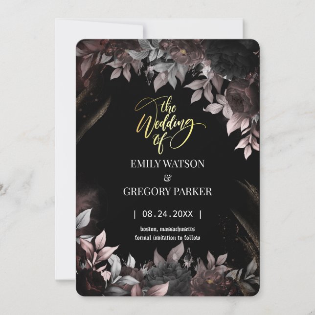 Reserva La Fecha Elgant Gothic Rust Black Rosas (Anverso)