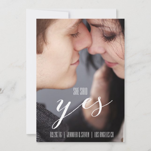 RESERVA LA FECHA ELLA DIJO QUE SÍ | FOTO MODERNA SAVE THE DATE (Anverso)