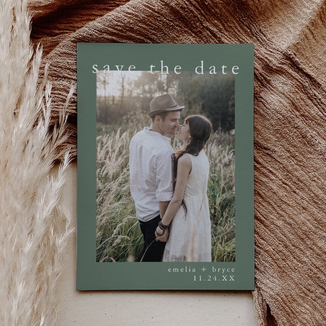 Reserva La Fecha EMELIA Foto Rustic Sage Nature Boda (EMELIA Photo Rustic Simple Sage Nature Wedding Save The Date)