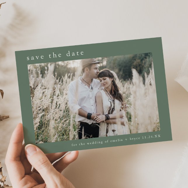 Reserva La Fecha EMELIA Photo Modern Mountain Sage Simple Boda (EMELIA Photo Modern Mountain Sage Simple Wedding Save The Date)