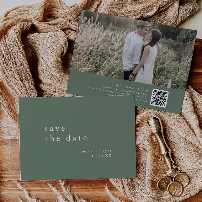Reserva La Fecha EMELIA Photo Mountain Sage Green Modern Boda (EMELIA Photo Mountain Sage Green Modern Wedding Save The Date)