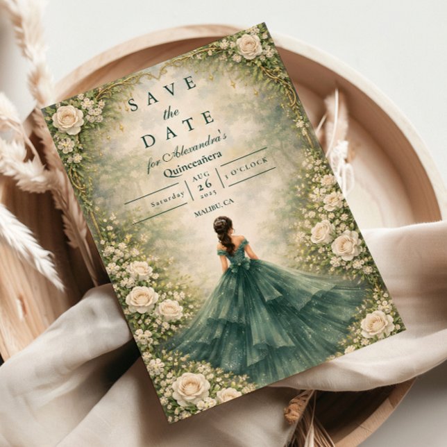 Reserva La Fecha Emerald Garden Rose Quinceañera (Subido por el creador)