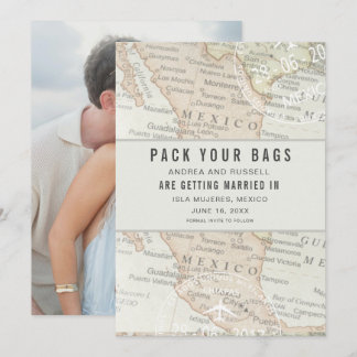 Reserva La Fecha Empaca Tus Maletas Mapa de México Boda de Destino