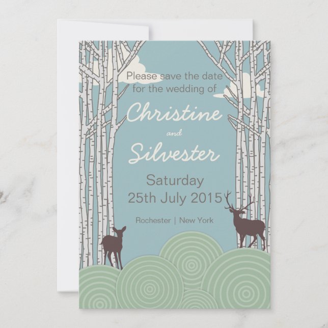 Reserva La Fecha En el bosque, guarde la fecha (Anverso)