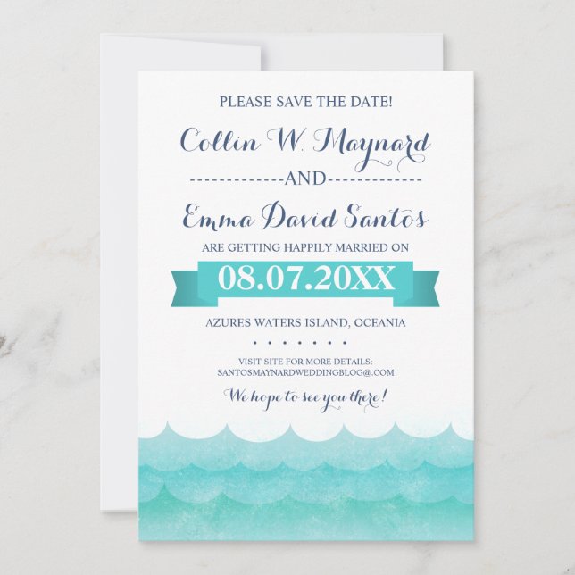 Reserva La Fecha En Sea Nautical Save the Fates (Anverso)