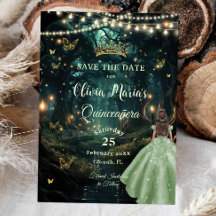 Encantado vestido verde de sabio forestal Quinceañ