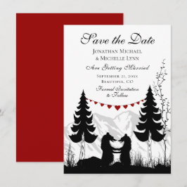 Reserva La Fecha Encantador Boda Pareja de oso de Montaña de Silhou