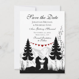 Reserva La Fecha Encantador Boda Pareja de oso de Montaña de Silhou