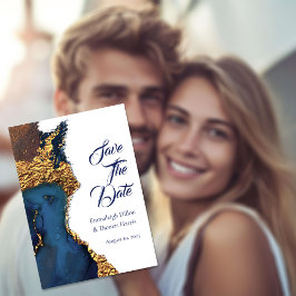 Reserva La Fecha Encantador Resumen Oro Azul