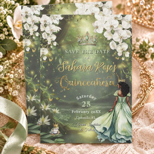 Reserva La Fecha Encantadora Princesa & Rana Vestido Verde Quinceañ
