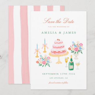 Reserva La Fecha Encanto Coqueto Save the Date de Boda Pintado a Ma