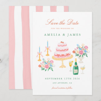 Reserva La Fecha Encanto Coqueto Save the Date de Boda Pintado a Ma
