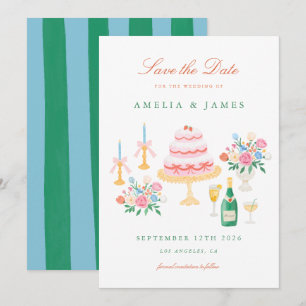 Reserva La Fecha Encanto Coqueto Save the Date de Boda Pintado a Ma