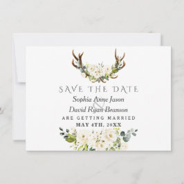 Reserva La Fecha Encanto Flores Acuarela Blancas Boda Florecen