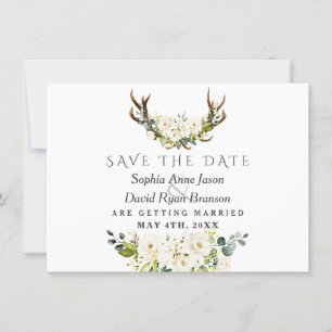 Reserva La Fecha Encanto Flores Acuarela Blancas Boda Florecen
