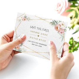 Reserva La Fecha Encanto Flores de Rosa Polvorienta Blanca Boda de