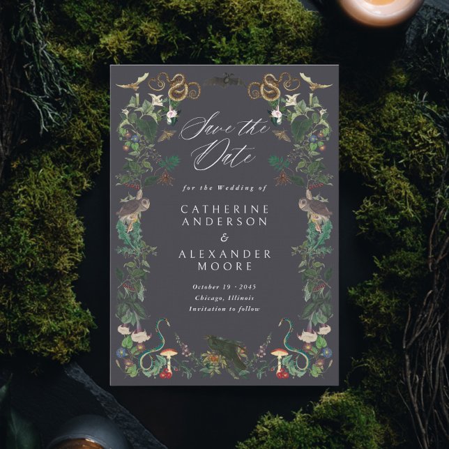 Reserva La Fecha Enchanted Night Garden Gothic Botanical Wedding (Subido por el creador)